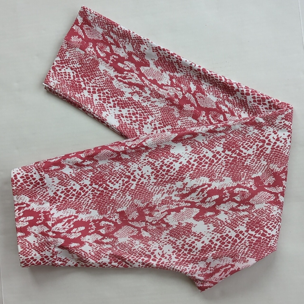 Krazy Larry Snakeskin Print TUMMY CONTROL Rayon Pants 12 Red White
